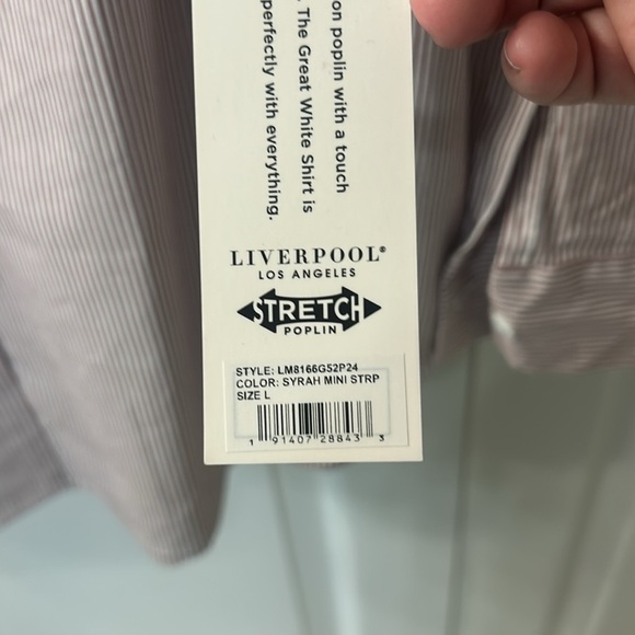 NWT Liverpool Women’s Red and White Striped Oversized Shirt SZ L - Picture 4 of 7